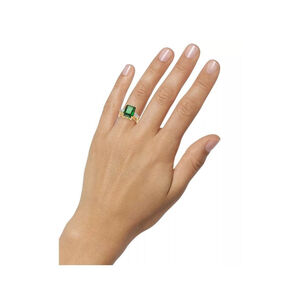 Charter Club Gold Tone Green Glass Crystal Statement Ring